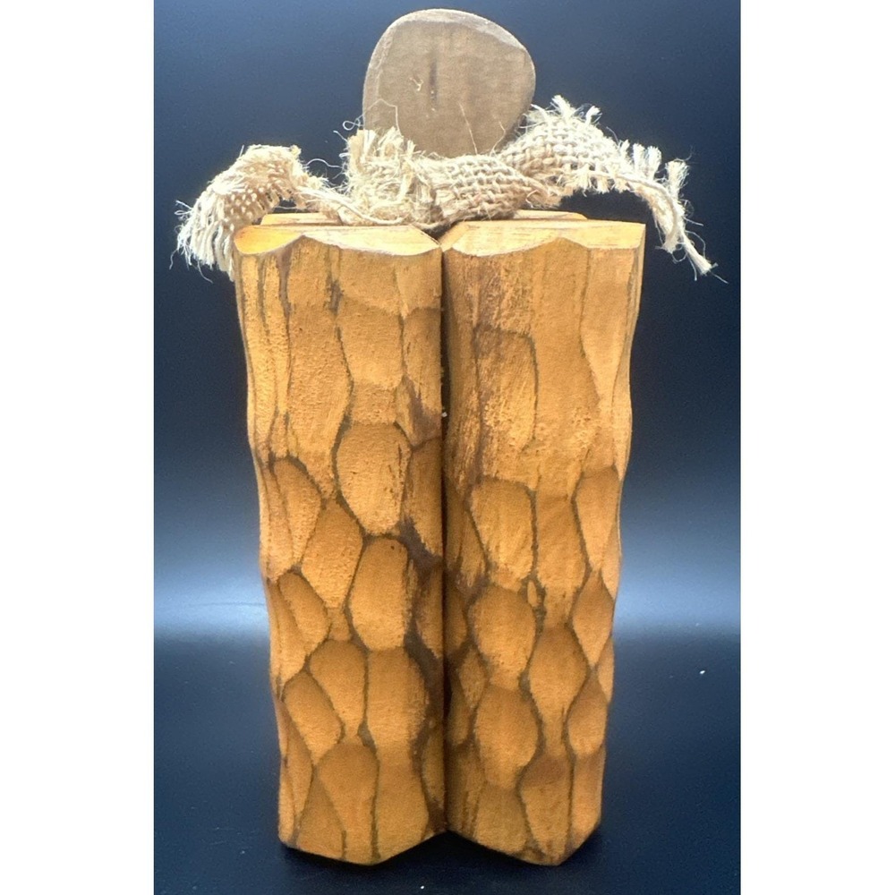 Primitive Farmhouse Wood Pumpkin Autumn Country Decor Halloween Thanksgiving 7"